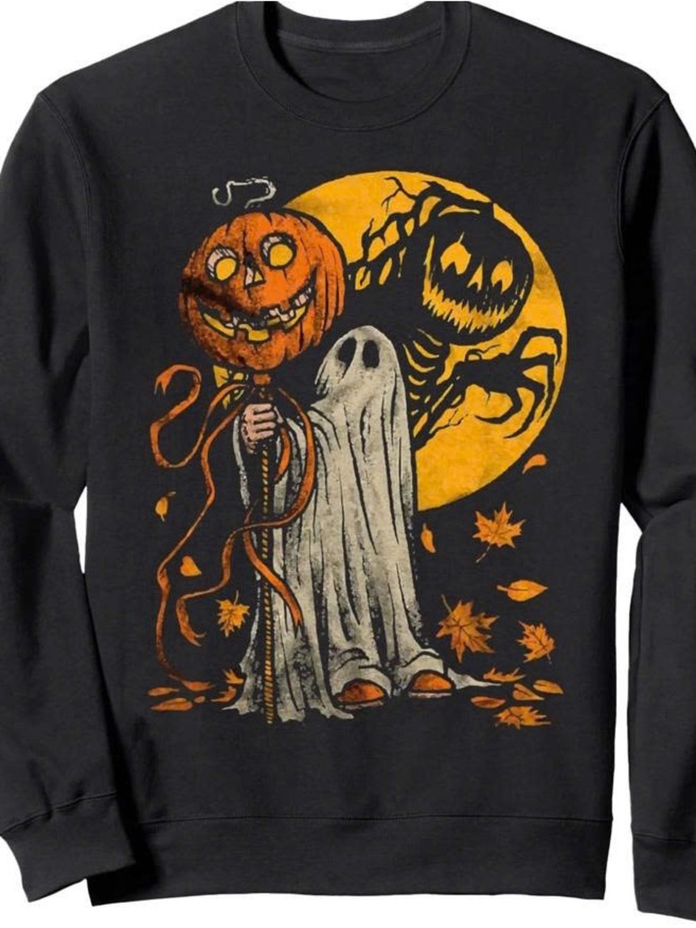 Sweatshirt with Orange Pumpkin & Cream Ghost Graphic